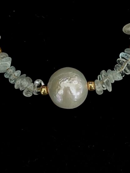 Image for Nucleated Pearl and Aquamarine bracelet 2