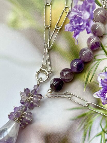 Image for Amethyst and silver station necklace 4