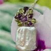 Image for Pearl, amethyst and peridot droplets pendant 1